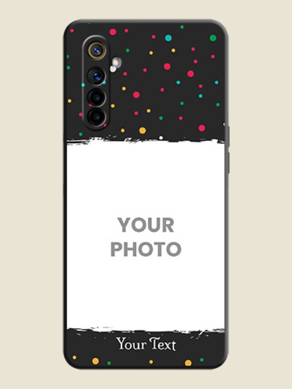Custom Multicolor Dotted Pattern with Text on Space Black Custom Soft Matte Phone Back Cover - Realme 6i - alternate view