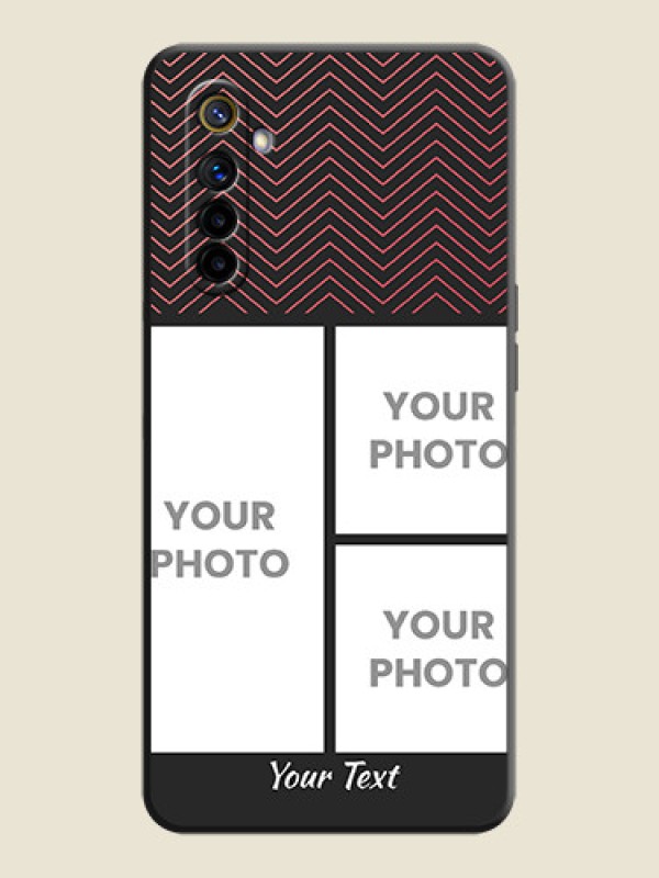 Custom Wave Pattern with 3 Image Holder on Space Black Custom Soft Matte Back Cover - Realme 6i - alternate view