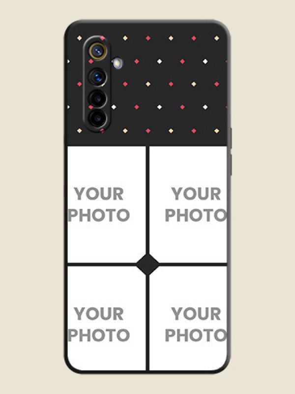 Custom Multicolor Dotted Pattern with 4 Image Holder on Space Black Custom Soft Matte Phone Cases - Realme 6i - alternate view