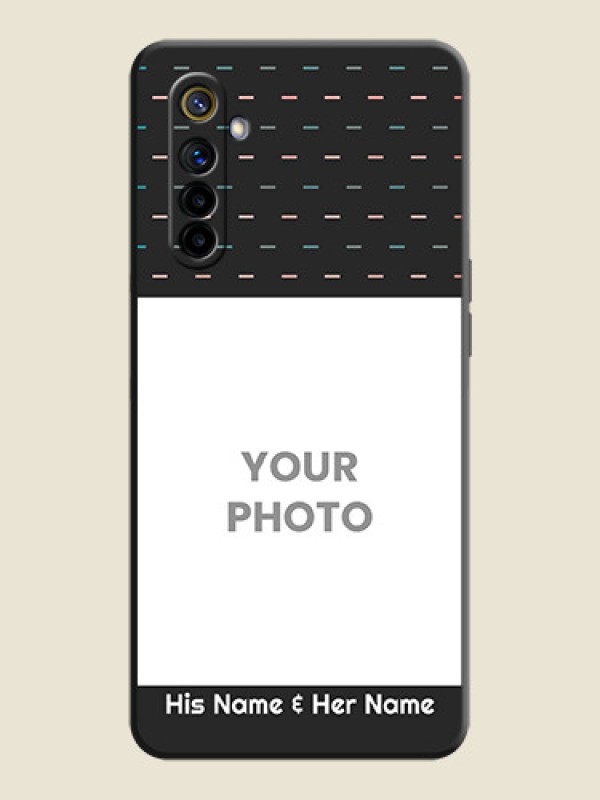 Custom Line Pattern Design with Text on Space Black Custom Soft Matte Phone Back Cover - Realme 6i - alternate view