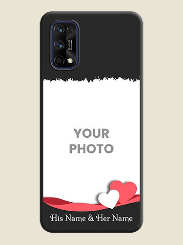 Custom Pin Color Love Shaped Ribbon Design with Text on Space Black Custom Soft Matte Phone Back Cover - Realme 7 Pro - alternate view