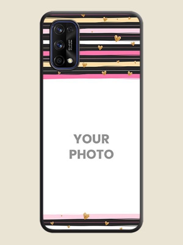 Custom Multicolor Lines and Golden Love Symbols Design on Photo on Space Black Soft Matte Mobile Cover - Realme 7 Pro - alternate view