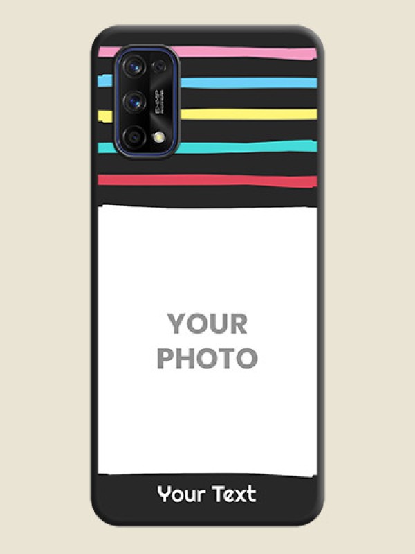 Custom Multicolor Lines with Image on Space Black Personalized Soft Matte Phone Covers - Realme 7 Pro - alternate view