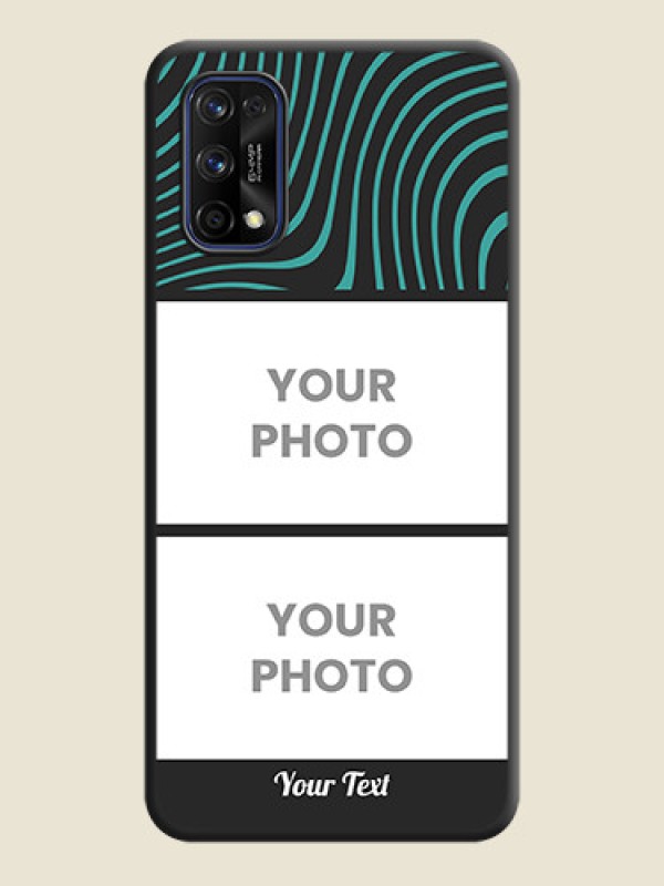 Custom Wave Pattern with 2 Image Holder on Space Black Personalized Soft Matte Phone Covers - Realme 7 Pro - alternate view