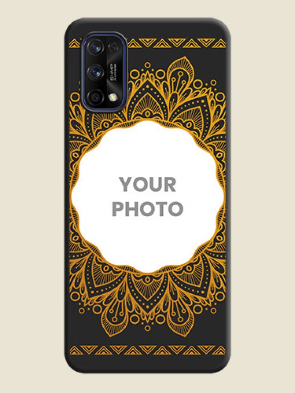 Custom Round Image with Floral Design on Photo on Space Black Soft Matte Mobile Cover - Realme 7 Pro - alternate view