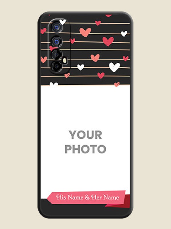 Custom Love Pattern with Name on Pink Ribbon  on Photo on Space Black Soft Matte Back Cover - Realme 7 - alternate view