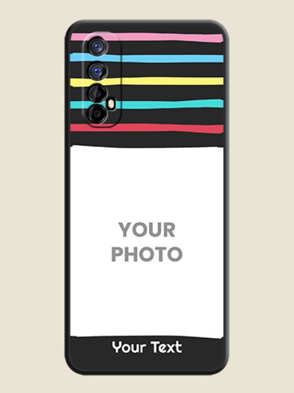 Custom Multicolor Lines with Image on Space Black Personalized Soft Matte Phone Covers - Realme 7 - alternate view