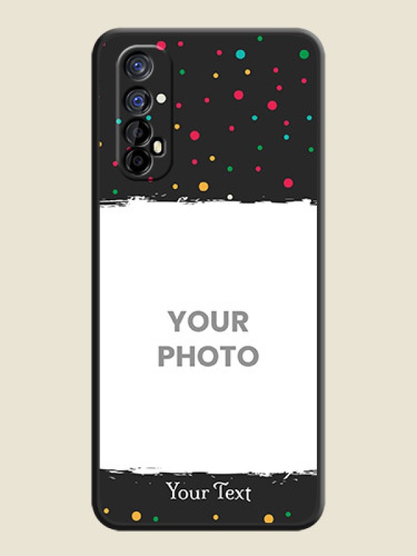 Custom Multicolor Dotted Pattern with Text on Space Black Custom Soft Matte Phone Back Cover - Realme 7 - alternate view