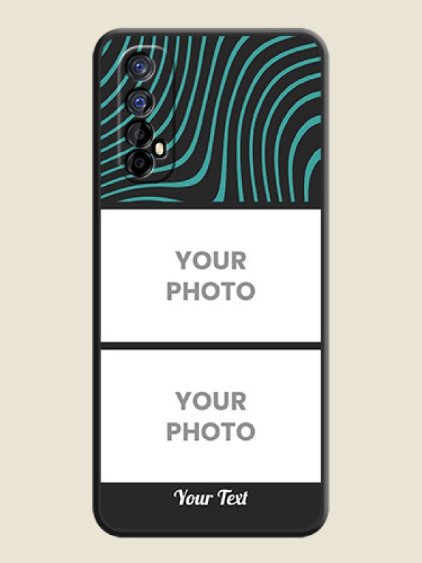 Custom Wave Pattern with 2 Image Holder on Space Black Personalized Soft Matte Phone Covers - Realme 7 - alternate view