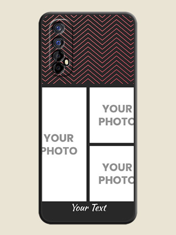 Custom Wave Pattern with 3 Image Holder on Space Black Custom Soft Matte Back Cover - Realme 7 - alternate view