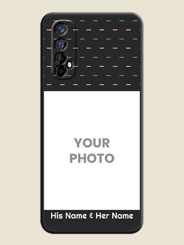 Custom Line Pattern Design with Text on Space Black Custom Soft Matte Phone Back Cover - Realme 7 - alternate view