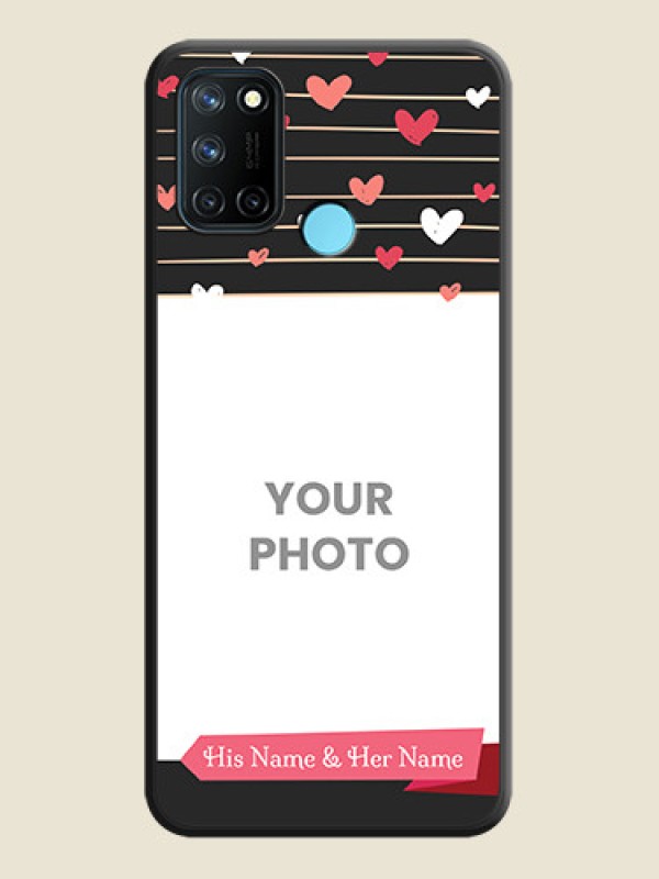 Custom Love Pattern with Name on Pink Ribbon  on Photo on Space Black Soft Matte Back Cover - Realme 7i - alternate view