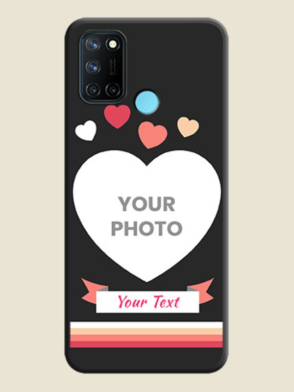 Custom Love Shaped Photo with Colorful Stripes on Personalised Space Black Soft Matte Cases - Realme 7i - alternate view