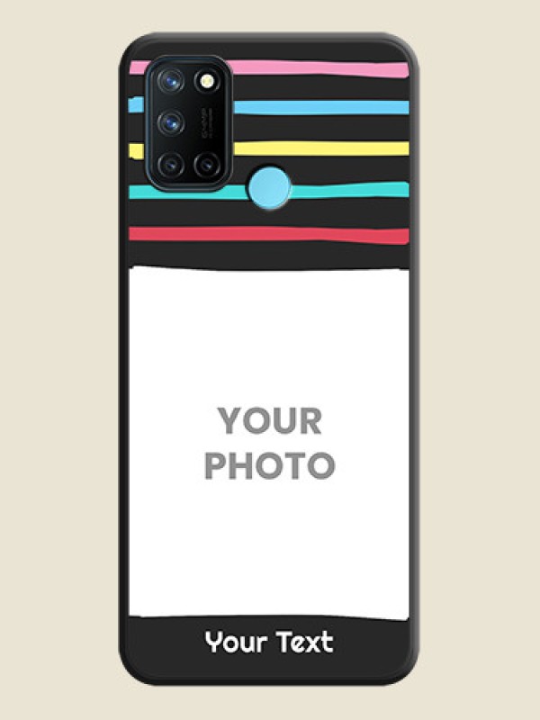 Custom Multicolor Lines with Image on Space Black Personalized Soft Matte Phone Covers - Realme 7i - alternate view