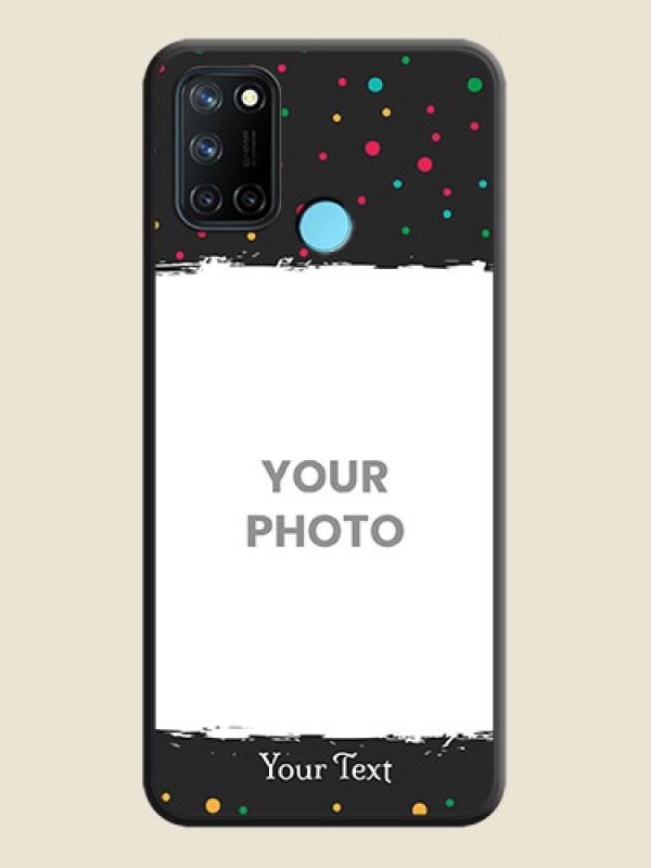 Custom Multicolor Dotted Pattern with Text on Space Black Custom Soft Matte Phone Back Cover - Realme 7i - alternate view