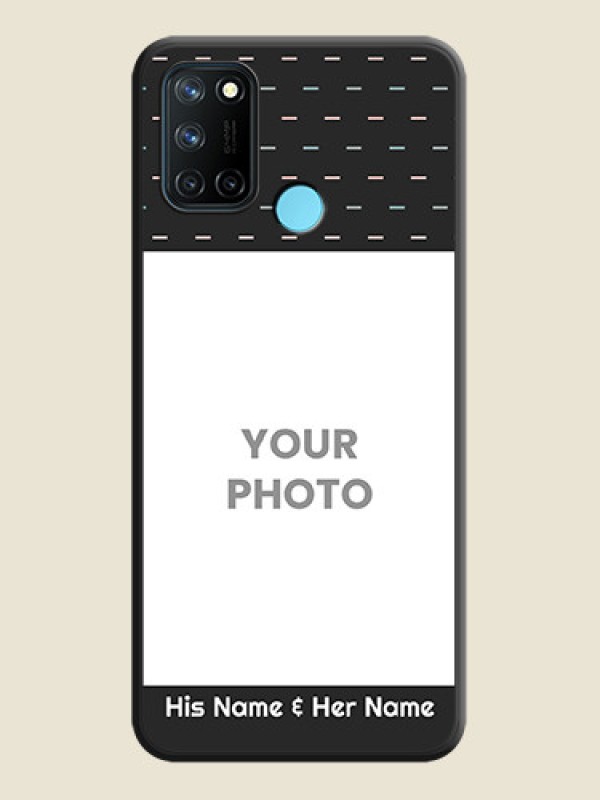 Custom Line Pattern Design with Text on Space Black Custom Soft Matte Phone Back Cover - Realme 7i - alternate view