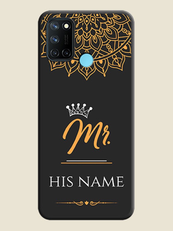 Custom Mr Name with Floral Design  on Personalised Space Black Soft Matte Cases - Realme 7i - alternate view