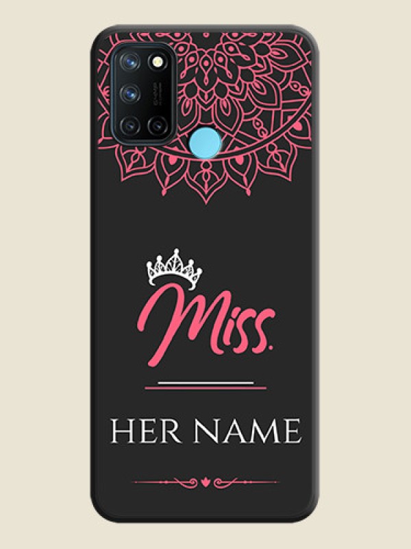 Custom Mrs Name with Floral Design on Space Black Personalized Soft Matte Phone Covers - Realme 7i - alternate view