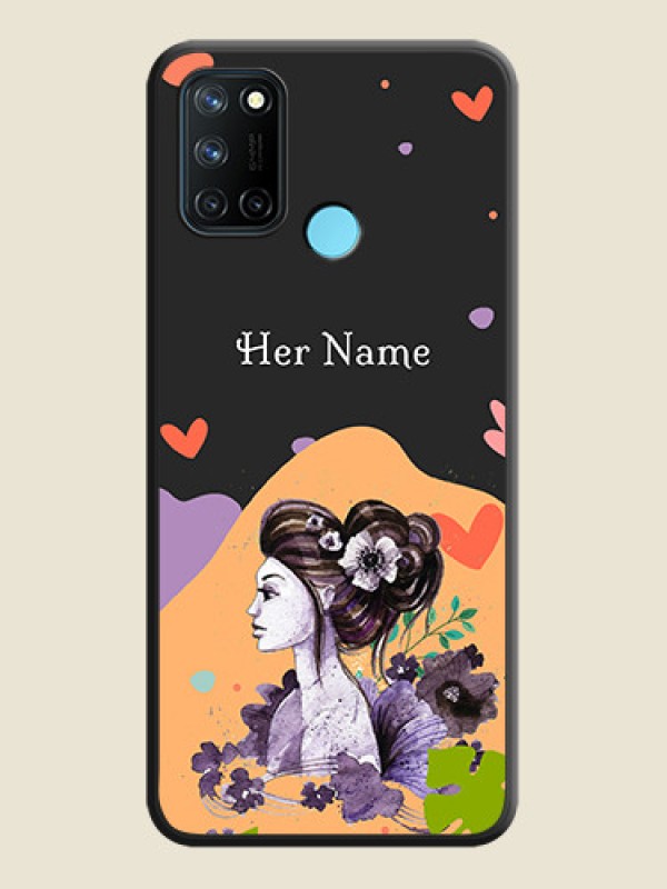 Custom Namecase For Her With Fancy Lady Image On Space Black Personalized Soft Matte Phone Covers -Realme 7I - alternate view