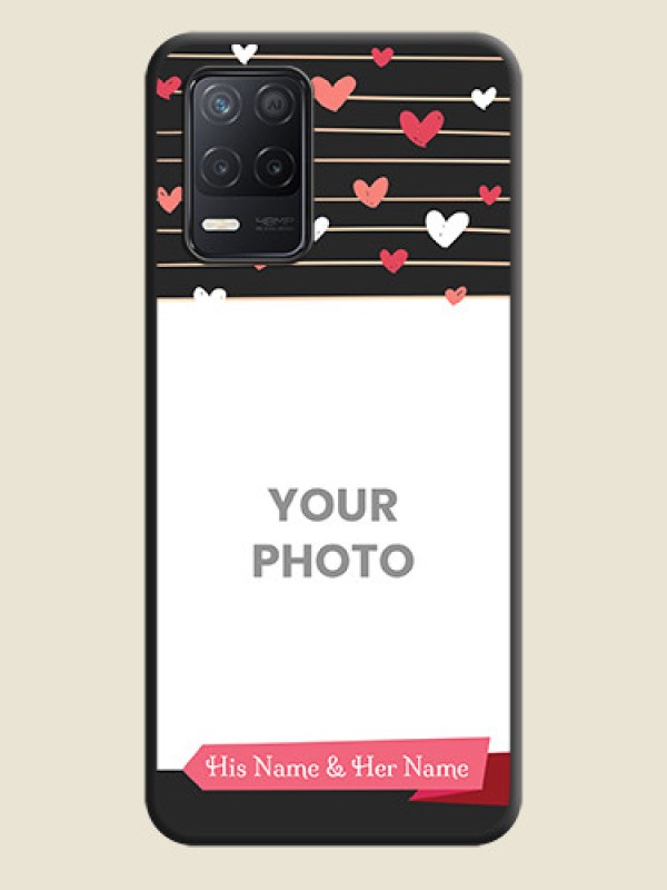 Custom Love Pattern with Name on Pink Ribbon  on Photo on Space Black Soft Matte Back Cover - Realme 8 5G - alternate view