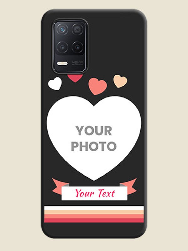 Custom Love Shaped Photo with Colorful Stripes on Personalised Space Black Soft Matte Cases - Realme 8 5G - alternate view