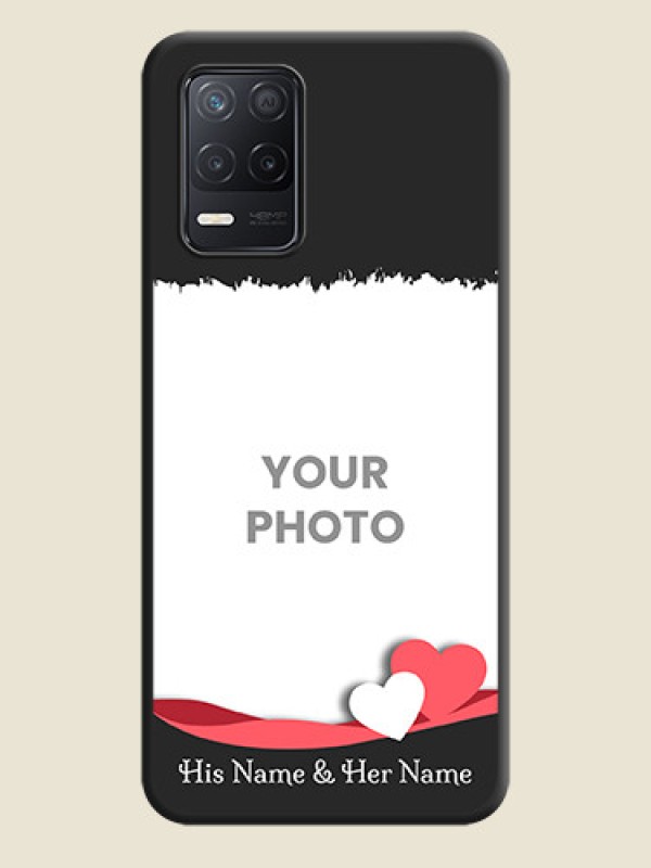 Custom Pin Color Love Shaped Ribbon Design with Text on Space Black Custom Soft Matte Phone Back Cover - Realme 8 5G - alternate view