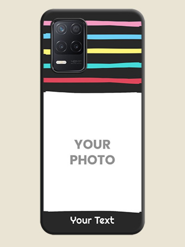 Custom Multicolor Lines with Image on Space Black Personalized Soft Matte Phone Covers - Realme 8 5G - alternate view