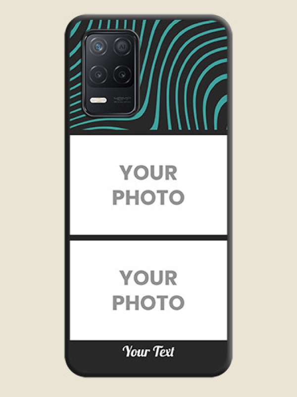 Custom Wave Pattern with 2 Image Holder on Space Black Personalized Soft Matte Phone Covers - Realme 8 5G - alternate view