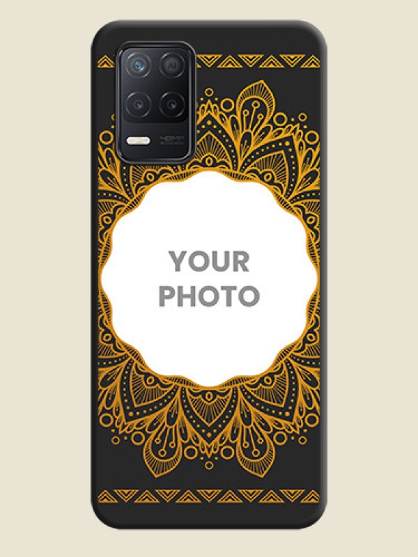 Custom Round Image with Floral Design on Photo on Space Black Soft Matte Mobile Cover - Realme 8 5G - alternate view