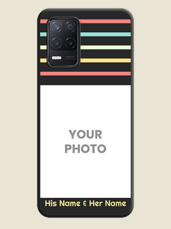 Custom Color Stripes with Photo and Text on Photo on Space Black Soft Matte Mobile Case - Realme 8 5G - alternate view