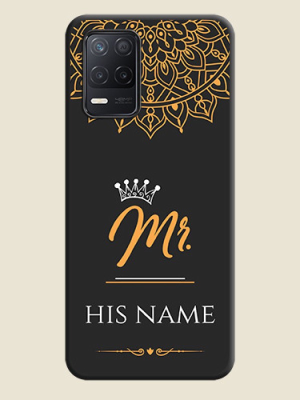 Custom Mr Name with Floral Design  on Personalised Space Black Soft Matte Cases - Realme 8 5G - alternate view