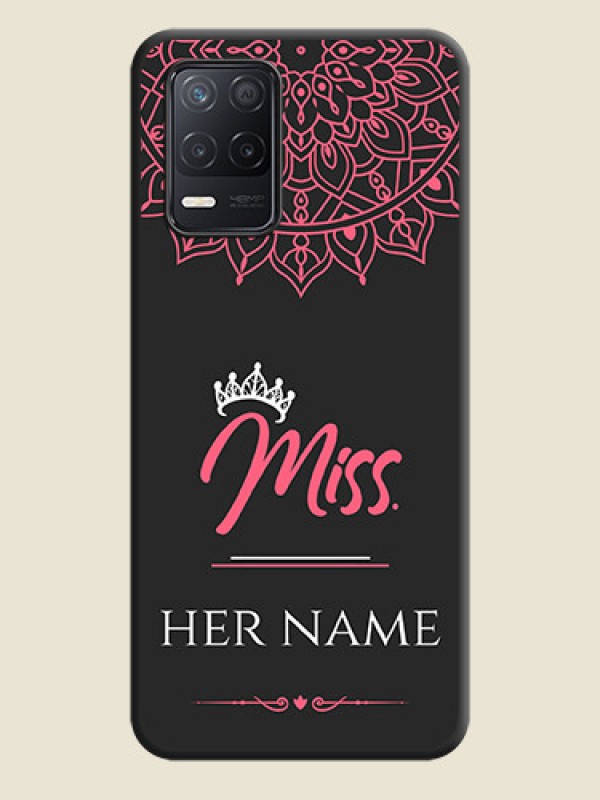 Custom Mrs Name with Floral Design on Space Black Personalized Soft Matte Phone Covers - Realme 8 5G - alternate view