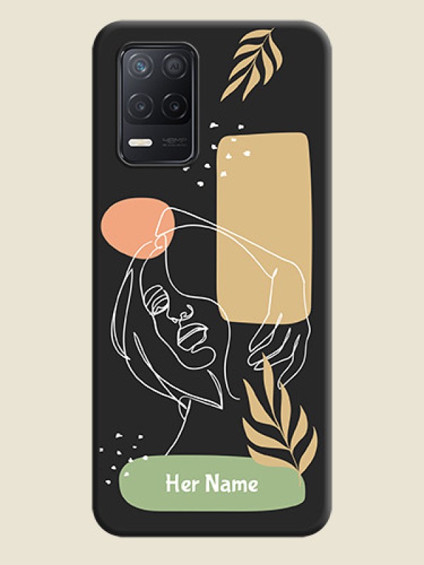 Custom Custom Text With Line Art Of Women & Leaves Design On Space Black Personalized Soft Matte Phone Covers -Realme 8 5G - alternate view