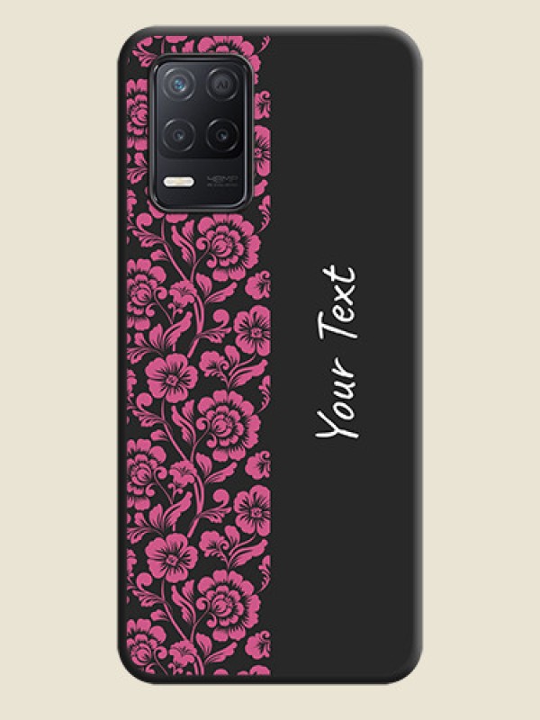Custom Pink Floral Pattern Design With Custom Text On Space Black Personalized Soft Matte Phone Covers -Realme 8 5G - alternate view
