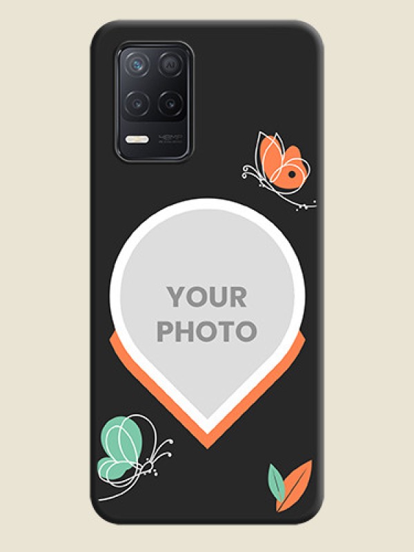 Custom Upload Pic With Simple Butterly Design On Space Black Personalized Soft Matte Phone Covers -Realme 8 5G - alternate view