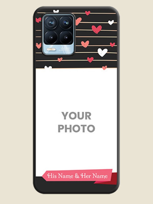 Custom Love Pattern with Name on Pink Ribbon  on Photo on Space Black Soft Matte Back Cover - Realme 8 Pro - alternate view