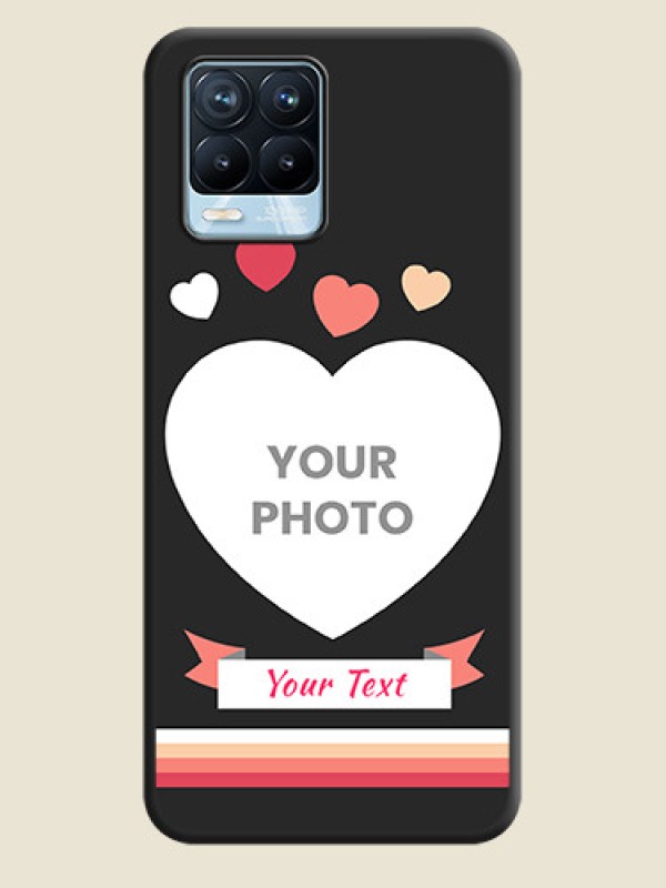 Custom Love Shaped Photo with Colorful Stripes on Personalised Space Black Soft Matte Cases - Realme 8 Pro - alternate view