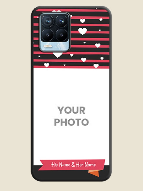 Custom White Color Love Symbols with Pink Lines Pattern on Space Black Custom Soft Matte Phone Cases - Realme 8 Pro - alternate view