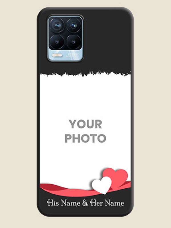 Custom Pin Color Love Shaped Ribbon Design with Text on Space Black Custom Soft Matte Phone Back Cover - Realme 8 Pro - alternate view