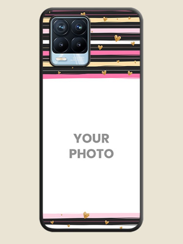 Custom Multicolor Lines and Golden Love Symbols Design on Photo on Space Black Soft Matte Mobile Cover - Realme 8 Pro - alternate view