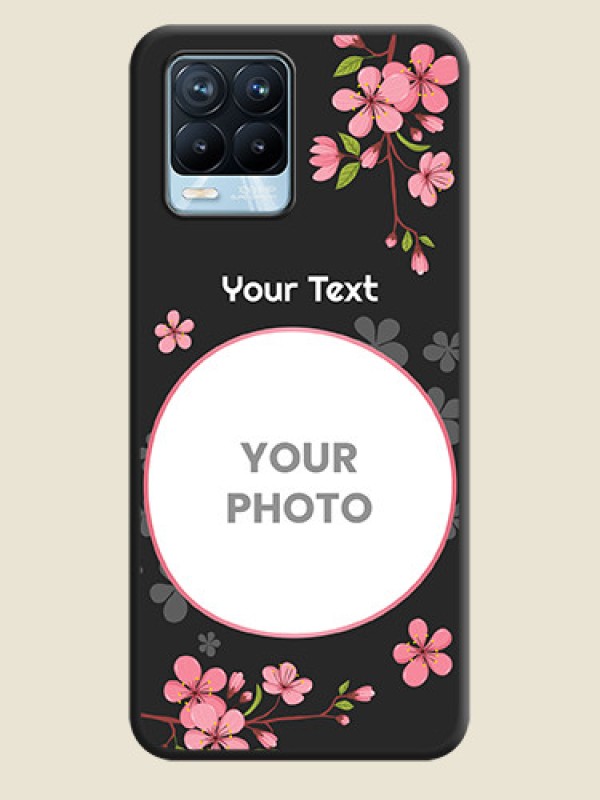 Custom Round Image with Pink Color Floral Design on Photo on Space Black Soft Matte Back Cover - Realme 8 Pro - alternate view