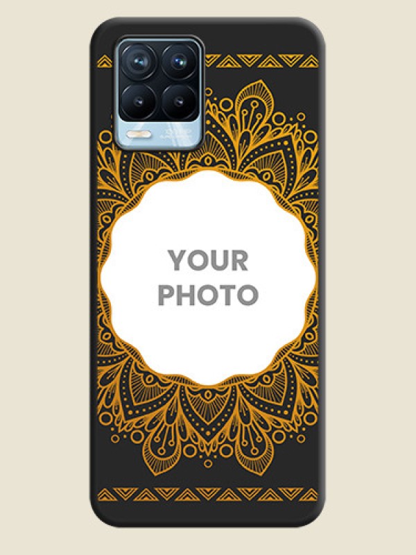 Custom Round Image with Floral Design on Photo on Space Black Soft Matte Mobile Cover - Realme 8 Pro - alternate view
