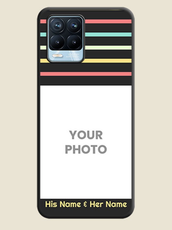 Custom Color Stripes with Photo and Text on Photo on Space Black Soft Matte Mobile Case - Realme 8 Pro - alternate view