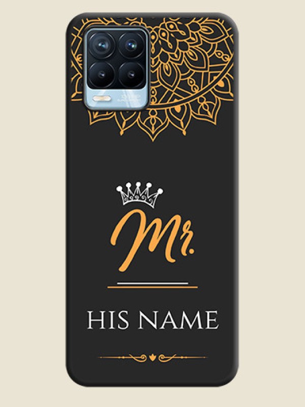 Custom Mr Name with Floral Design  on Personalised Space Black Soft Matte Cases - Realme 8 Pro - alternate view