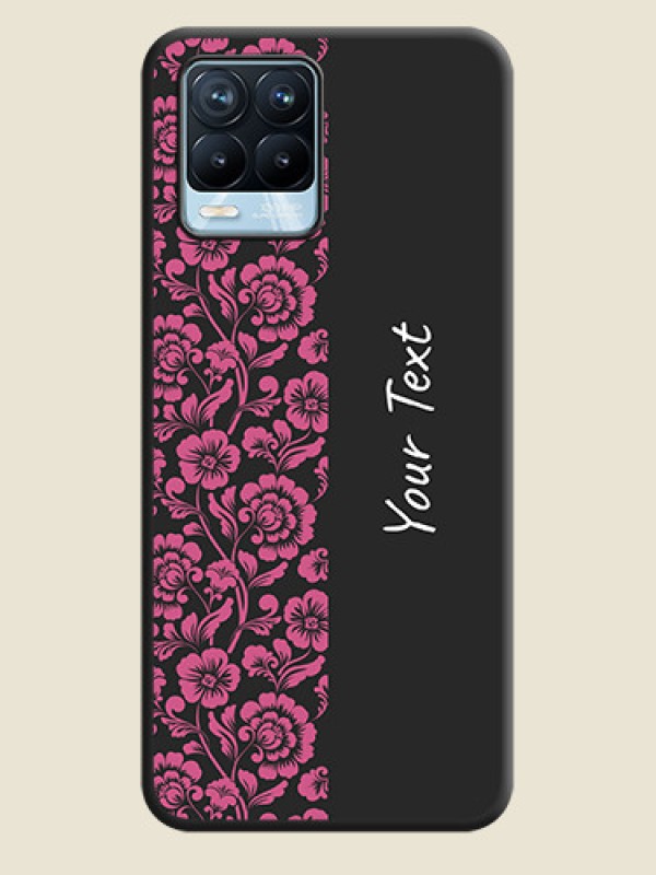 Custom Pink Floral Pattern Design With Custom Text On Space Black Personalized Soft Matte Phone Covers -Realme 8 Pro - alternate view