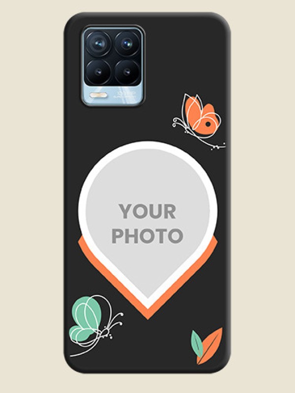 Custom Upload Pic With Simple Butterly Design On Space Black Personalized Soft Matte Phone Covers -Realme 8 Pro - alternate view