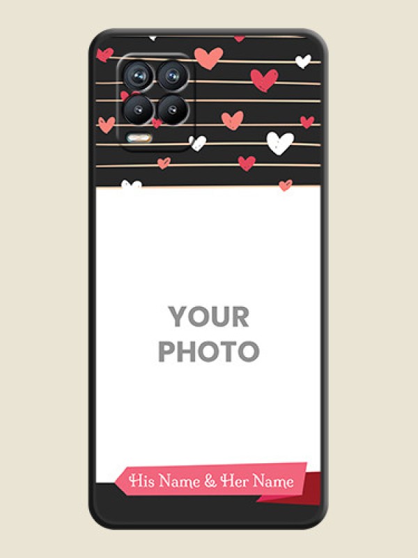 Custom Love Pattern with Name on Pink Ribbon  on Photo on Space Black Soft Matte Back Cover - Realme 8 - alternate view