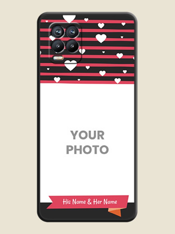 Custom White Color Love Symbols with Pink Lines Pattern on Space Black Custom Soft Matte Phone Cases - Realme 8 - alternate view