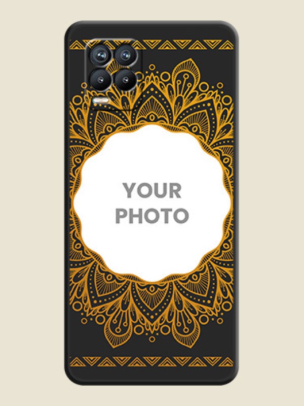 Custom Round Image with Floral Design on Photo on Space Black Soft Matte Mobile Cover - Realme 8 - alternate view