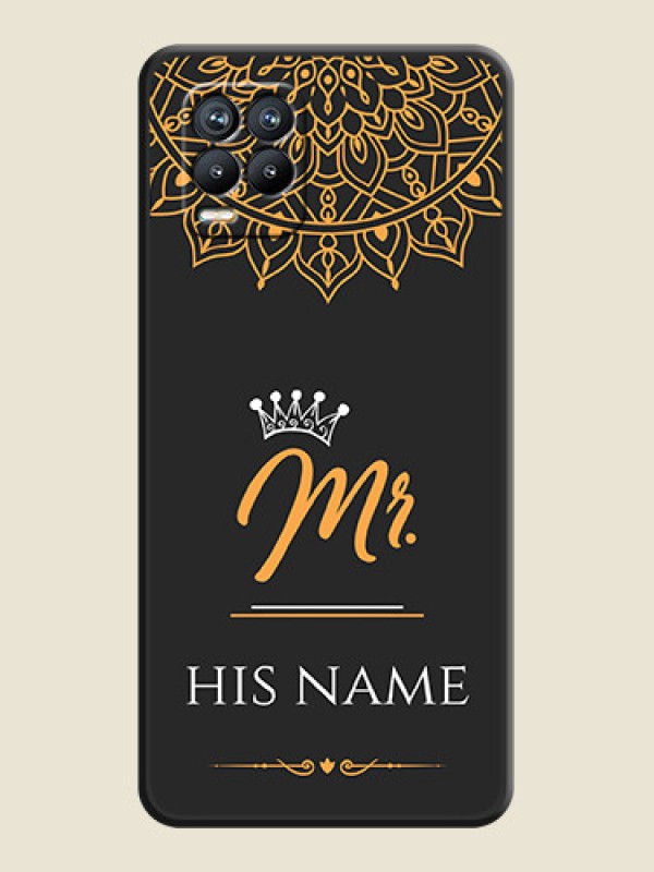 Custom Mr Name with Floral Design  on Personalised Space Black Soft Matte Cases - Realme 8 - alternate view